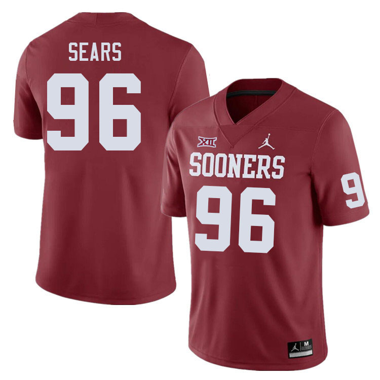 Men #96 Davon Sears Oklahoma Sooners College Football Jerseys Stitched-Crimson - Click Image to Close